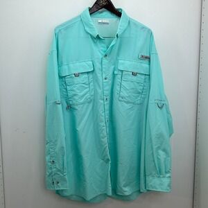 Columbia PFG Fishing Shirt XXL/2TG Men Omni-Shade Long Sleeve Green